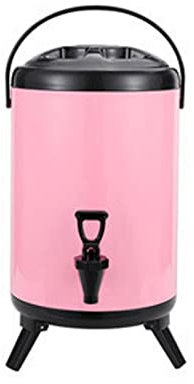 Getränkespender, Isolierter 8-Liter-Getränkespender, Isolierter Eimer Für Heiß- Und Kaltgetränkespender, Edelstahl-Getränkespender Mit Zapfhahn Für Milch, Tee, Kaffee(8L-Rosa)