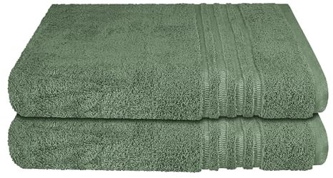 Schiesser Frottier Duschtuch Milano im 2er Set | 100% Baumwolle aus nachhaltiger Produktion | weich, saugstark, farbecht | 70x140cm | Dunkelgrün