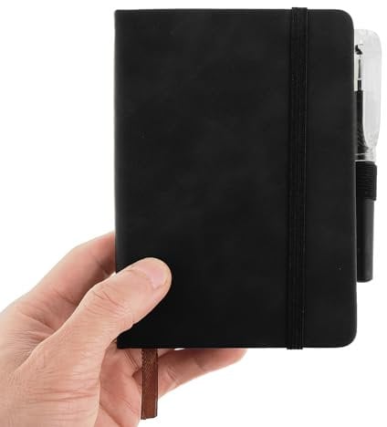 Qianyu Notizbuch A6 Kleine Pocket Journal Notizbuch mit Stift Mini-Taschen-Notizblock Verschlussband Hardcover Premium-Papier Liniert Tagebuch mit Stifthalter Ledereinband für Büro Schule Studenten