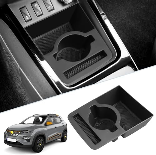 SKTU Mittelarmlehne Organizer kompatibel mit Dacia Spring Electric EV 2021-2024 Multifunktions-Aufbewahrungsbox für Mittelkonsole Armlehne mit Becherhalter