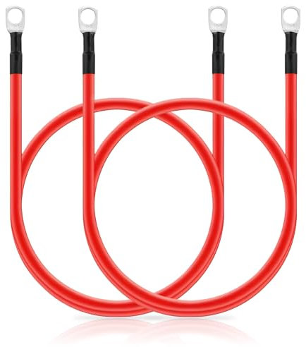 2 Stück Batteriekabel M8 50cm, 12v Auto Batterieladekabel Autobatteriekabel mit M8 Ringkabelschuhen, 10mm² Kupferdraht Massekabel, Batterie Kabel für Auto KFZ LKW Motorrad Solar Wohnmobil Marine