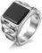 Herren Onyx Ring aus Edelstahl, geflochtener Vintage-Siegelring mit kubanischen Gliedern, Größe 67