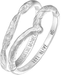 HG HAZE & GLORY Ring Damen aus 925 Sterling Silber, Schmuck Frauen, Silberringe oxidiert, StapelringSet, Vintage, Feel Alive