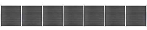 Set aus WPC-Zaunpaneelen, Schwarz, 1218 x 186 cm, Sichtschutz für den Außenbereich, Schwimmbad-Ausrüstung