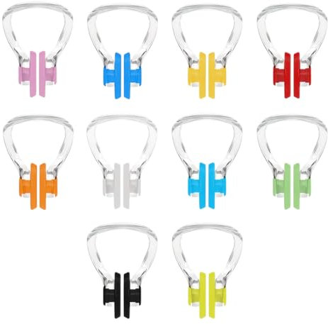 10 piezas de pinzas de silicona impermeables para la nariz, una de cada 10 colores, pinzas para la nariz, aptas para adultos, pinzas para principiantes