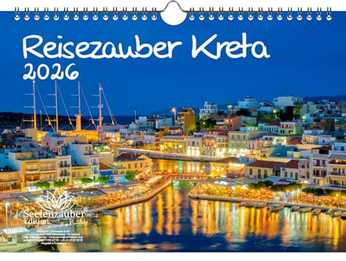 Reisezauber Kreta DIN A4 Kalender für 2026 Heraklion Griechenland Strand Urlaub - SetInhalt: 1x Kalender, 1x Weihnachtsanhänger (insgesamt 2 Teile)