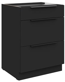 Kuechen-preisbombe Küchen Unterschrank 60 cm Siena Schwarz Vollauszug Soft-Close Küche Küchenzeile
