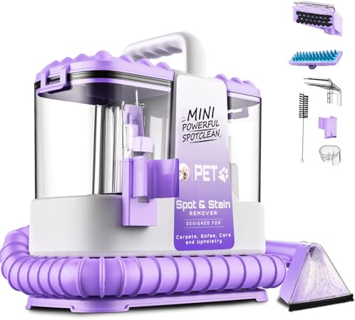 Polsterreiniger Gerät 500W 32KPa Waschsauger Nasssauger mit Selbstreinigungsfunktion, Fleckenreiniger für Teppiche Sofas Treppen Polstermöbel Autos, leichtes kompaktes Design, Violett