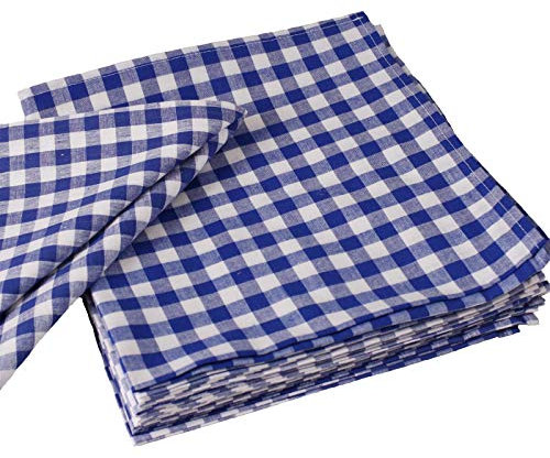 Stoffserviette Kariert Baumwolle - Vichy Karo, Gingham, Karomuster, Landhausstil, Landhaus, Stoff Serviette, Napkin(Blau, 50 x 50 cm, 1 Stück)