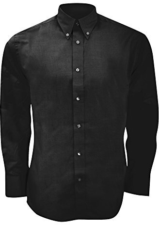 Kustom Kit Mens Long Sleeve Tailored Fit Premium Oxford Shirt (17inch) (Black)