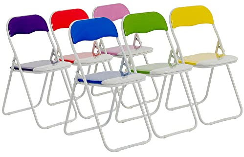 Harbour Housewares Farbig gepolsterte Klappstühle - einfach zu verstauende Metallrahmen-Büroschreibtisch-Schlafzimmer-Sitzgelegenheit - Blau, Grün, Rosa, Lila, Rot, Gelb - 6er-Pack