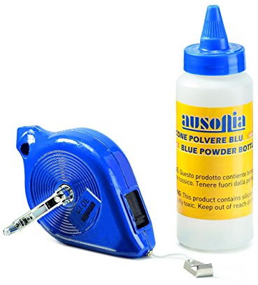 AUSONIA - 47512 Schlagschnurkreide Schlagschnur in Kunststoff 30 mt mit Flasche Staub Blau von 100 gr