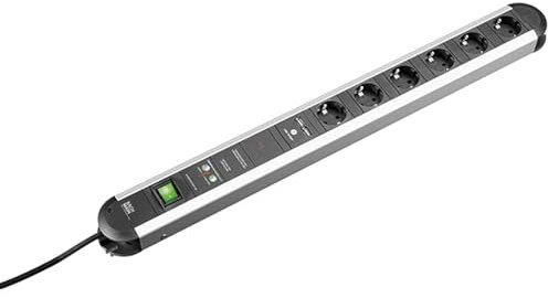 Bachmann 331.055 Steckdosenleiste Primo mit 6xSchutzkontaktsteckdosen, 1xSchalter und Gerätevollschutz und 1xUSB Charger, Zuleitung 1,75m, 250 V, Schwarz