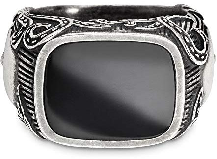 caï men Herren-Ring ROCKABILLY 925 Silber Onyx schwarz Gr. 68 (21.6) - C4166R/90/13/68