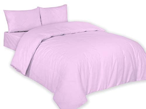 ARLINENS Plain Dyed Duvet Quilt Cover Bedding Set With Pillowcase in following colours and Sizes (Double, Lilac)