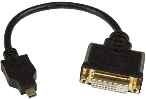 StarTech.com Adaptateur HDMI vers DVI 20 cm - Convertisseur Micro HDMI vers DVI - Periphérique Micro HDMI Type-D vers Écrans/Projecteurs/Affichages DVI-D Single Link - Résistant - M/F (HDDDVIMF8IN)