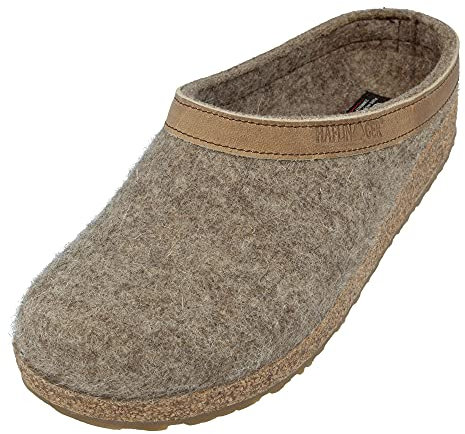 HAFLINGER Grizzly Torben Filzclog Hausschuh aus reinem Wollfilz Torf, Gr. 50