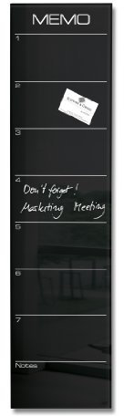 Sigel GL150 Glas-Magnetboard / Magnettafel artverum, Memo, schwarz, 7-Zonen-Einteilung, 20 x 80 cm