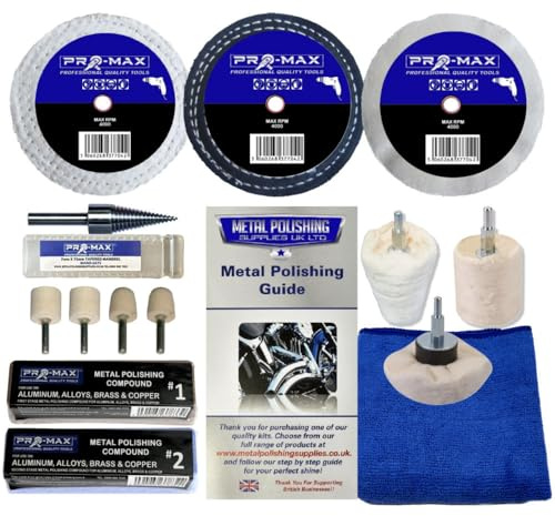 Aluminium Alloy Brass Metal Polishing Kit Fits Drill 14pc - 3 x 1/2 Pro-Max