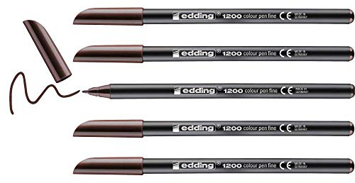 edding 1200 colour pen fine - dark brown - 10 pens - round tip 1 mm - felt-tip pen for drawing and writing - for school or mandala