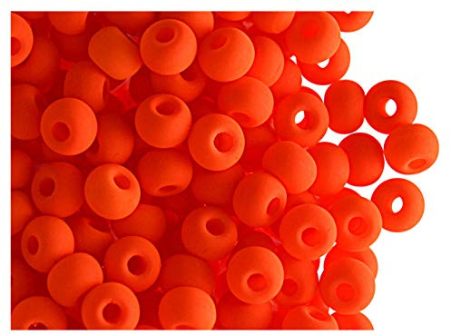 40 Stück Tschechische Glasperlen Gepresst ESTRELA NEON (UV aktiv) Bagel 5.5 mm Orange