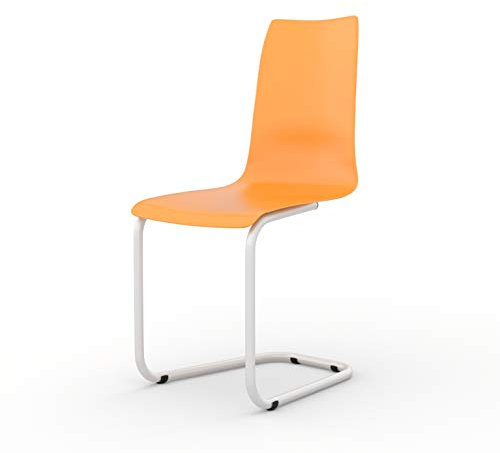 Tojo Stuhl | Freischwinger Stühle mit austauschbarer Sitzschale Filigraner Schwingstuhl für Küche/Arbeitszimmer/Büro | Moderne Konferenzstühle/Schreibtischstühle (Orange)