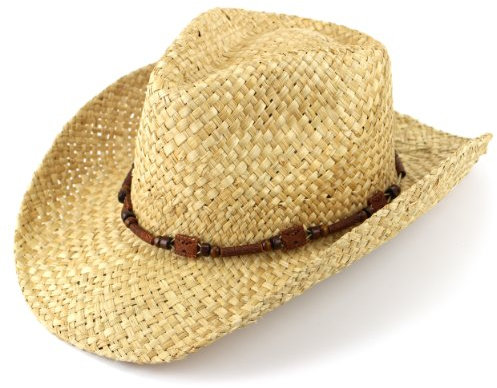 HAWKINS Strohhut Cowboyhut Natur mit Holzband Sommersonne, Natur, One Size