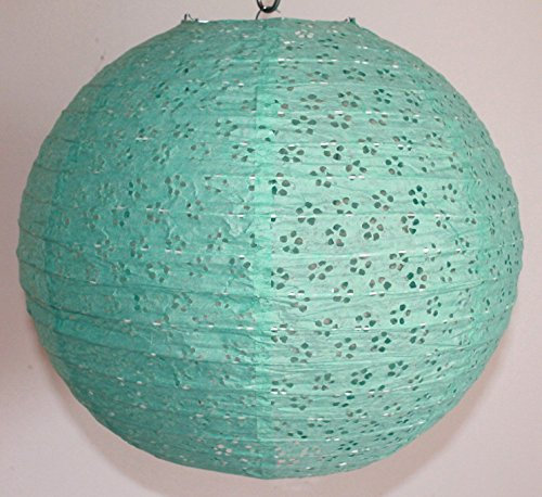 AAF Nommel Lampion 06 blau/grün Lochmuster Lampe Papier Pendelleuchte grün mo-Dance