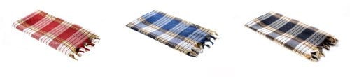 Carenesse Hamamtuch Classic 3er Set 80 x 170 cm I Hamam Handtücher 100% Baumwolle I 3X saugfähiges & schnell trocknendes Pestemal rot/blau/schwarz kariert I Hamam Strandtuch/Saunahandtuch