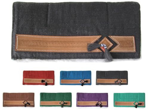 NETPROSHOP Pony Western Pad mit weichem Webfell und Lederverzierung, Rückenlänge ca. 62 cm, Farbe:Schwarz