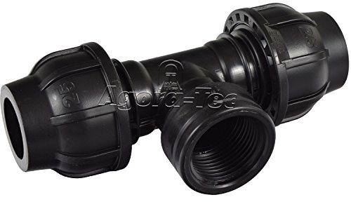 Agora-Tec PE Fitting T-Stück 25 mm x 1 Zoll IG (30,3 mm) x 25 mm für PE-Rohr 25 mm SCHWARZ