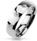 Bungsa 60 (19.1) Ring Stein Damen mit 3 gefassten Kristallen Edelstahl hochglanzpoliert silber Herrenring (Fingerring Partnerringe Verlobungsringe Trauringe Damenring Edelstahlring Chirurgenstahl)