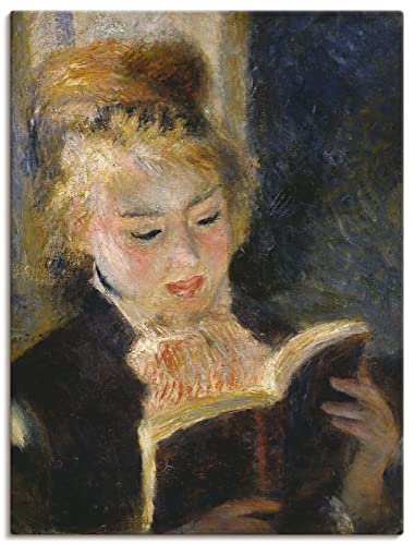 ARTLAND Wanddeko Leinwand Bilder Wandbild 45x60 cm Frau Buch Lesendes Mädchen Impressionismus Pierre-Auguste Renoir B5CD