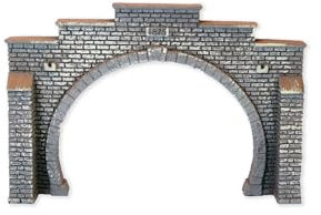 NOCH® Tunnel-Portal, 2-gleisig Steinmauer, 12,3 x 8,5 cm ideal für Spur N Modelleisenbahn