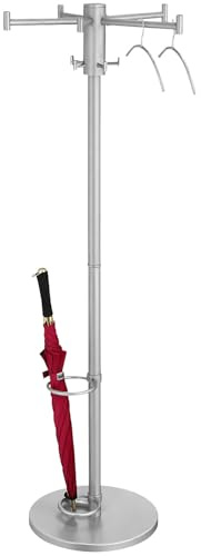 Kerkmann | 6903 Plumbing Garderobenst„nder Stilo | 2 x 5 Haken | drehbar | Hakenfarbe: Weißaluminium RAL 9006
