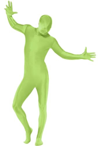Smiffys Traje ajustado al cuerpo, verde, con bolso canguro, bragueta invisible y abertura bajo la barbilla