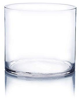 WGV Cylinder Vase, Open Width 6, Height 6, Clear Glass Floral Container, Candle Holder for Wedding Centerpiece, Party Event, Home Office Decor, 1 Piece