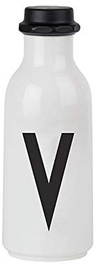 Design Letters Persönliche Trinkflasche Weiß (V) | BPA-Frei | 500 ml | Tritan Wasserflasche im Nordisches Design | Auslaufsicher | Spülmaschinengeeignet | erhältlich von A-Z
