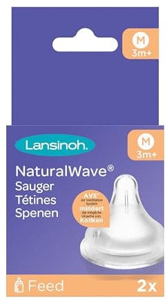Lansinoh NaturalWave Sauger, Gr. M - mittlerer Milchfluss, 2 Stück (1er Pack)
