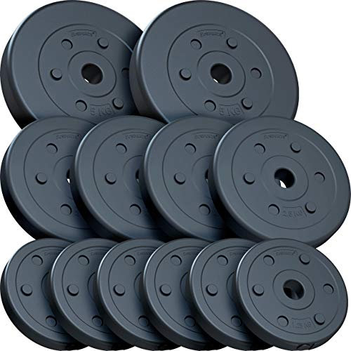 ScSPORTS® Hantelscheiben - Set, 17,5/27,5/30/35/45 kg, Ø 30/31mm, Zement, Kunststoff - Gewichtsscheiben, Hantelscheiben-Set, Fitness Scheiben, Gewichte für Hantel (27,5 kg (2x5 + 4x2,5 + 6x1,25))