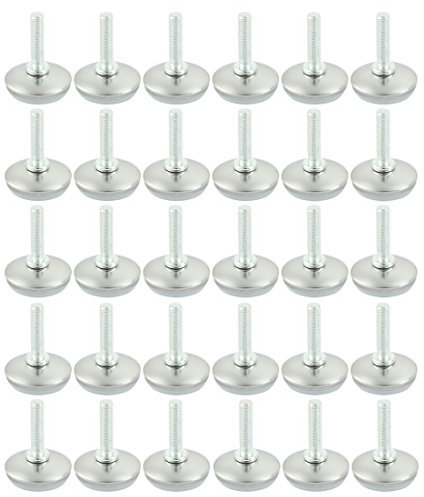 sourcing map 30 Stück M6 x 25mm Gewinde Möbel Schrank Schrauben Nivellier Gleitfuß de