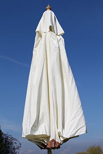 Large Hardwood Garden Parasol Umbrella - 3.5M Wide - (Cream)