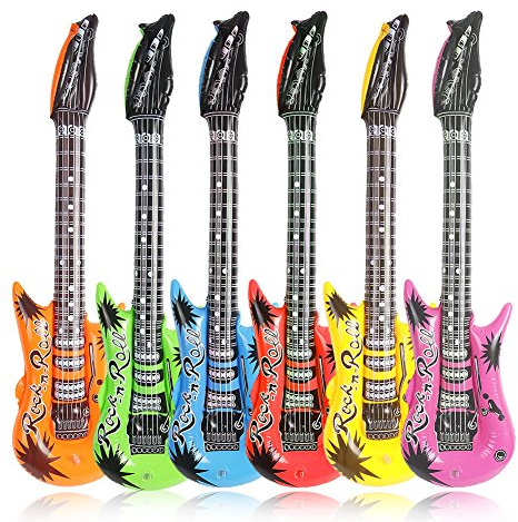 DECORA 35 Inch Rock Star Inflatable Guitar Assorted Color for Children Party Accessories Inflatable Toys Pack of 6