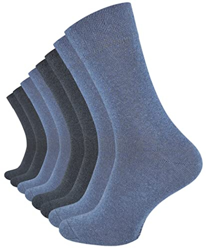 VCA 8 Paar Herren COMFORT Socken, ohne Gummibund, Baumwolle mit Elasthan, verschiedene Blautöne, Gr. 39-42
