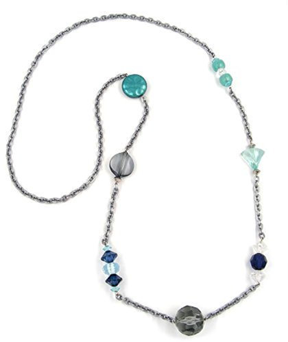 Gallay Collier Facettenperlen grau türkis 90 cm
