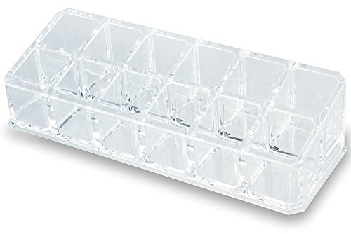 NILECORP Acrílico Organizador de pintalabios, 12 Compartimentos 6 3/4 W x 2 1/2 d X 1 3/4 H