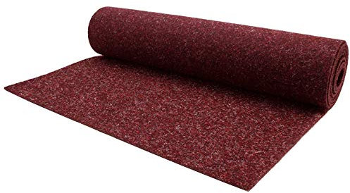 Nadelfilz MERLIN Bodenbelag 200x700 cm Rot | Robuste Auslegware mit 17dB Trittschallminderung | Stuhlrollengeeignet & farbecht | GUT-zertifizierter Nadelfilzboden für Büro Messe Hotel