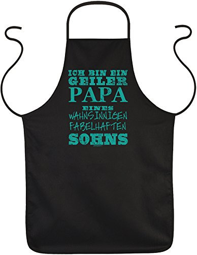 Goodman Design ® Schürze ich Bin EIN Geiler Papa eines wahnsinnigen fabelhaften Sohns perfektes Vatertagsgeschenk Grillschürze Vatertag Vater Papa Dad Paps Geschenk Grill Schürze Geburtstag