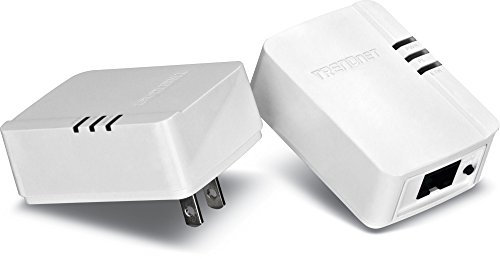 TRENDnet Powerline AV200 Mini Network Adapter Starter Kit, up to 200 Mbps over existing electrical lines, TPL-308E2K