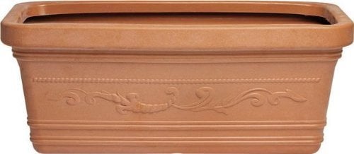 OEM SYSTEMS Vaso Rettangolare Festonato Maxi misura 100 Cm colore Terracotta Doppio Bordo